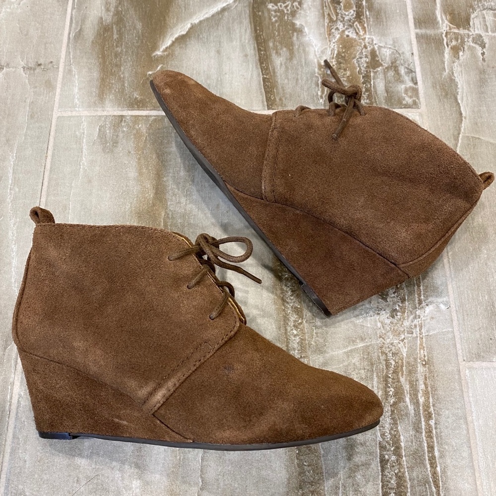 Nine West Leather Illusion Ankle Boot Brown 5.5